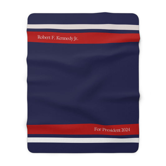 Kennedy for President Navy Sherpa Fleece Blanket