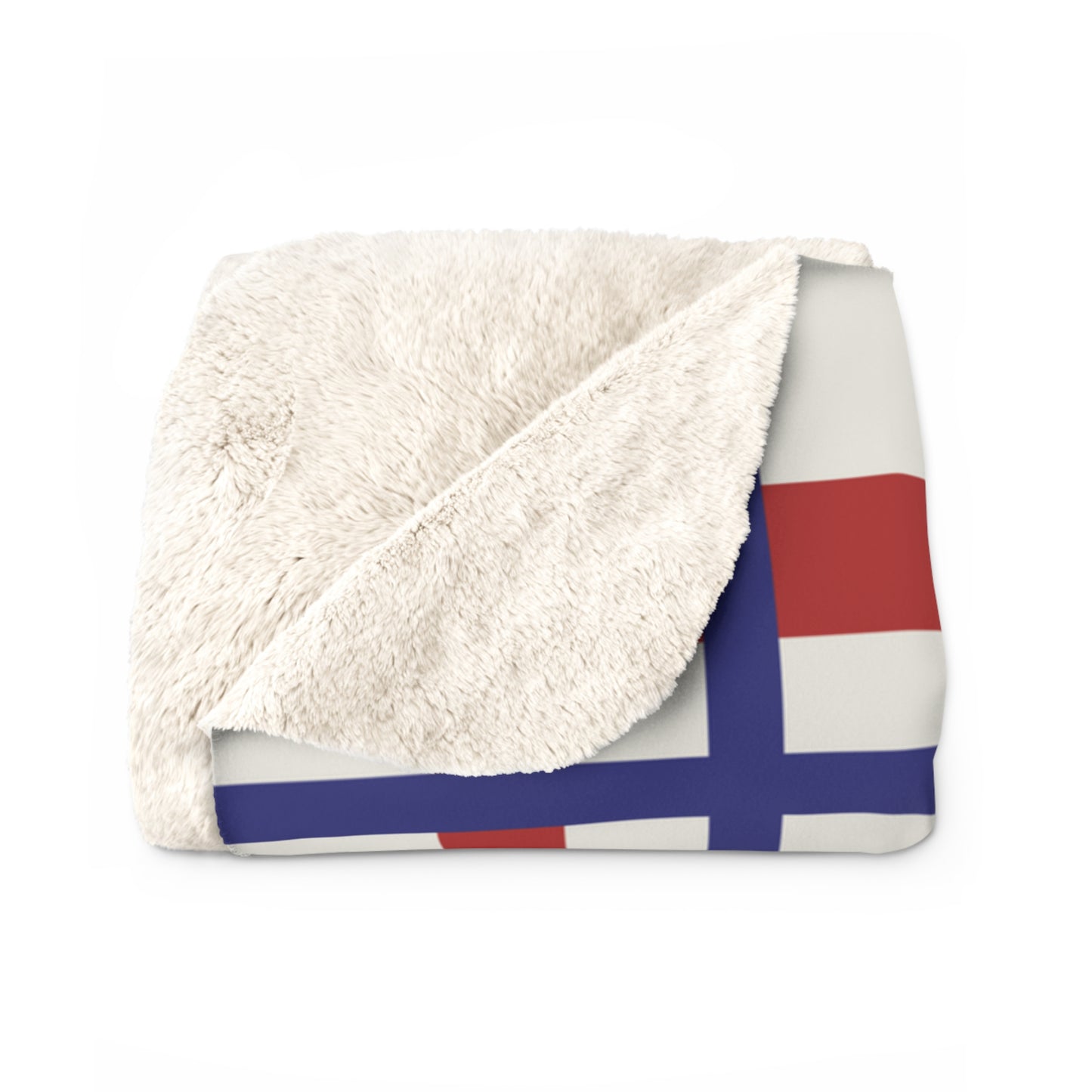 Kennedy Classic Red and Navy Bordered Sherpa Fleece Blanket