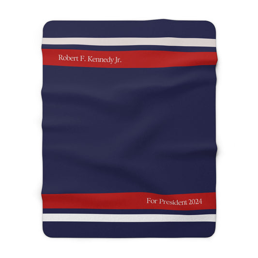 Kennedy for President Navy Sherpa Fleece Blanket