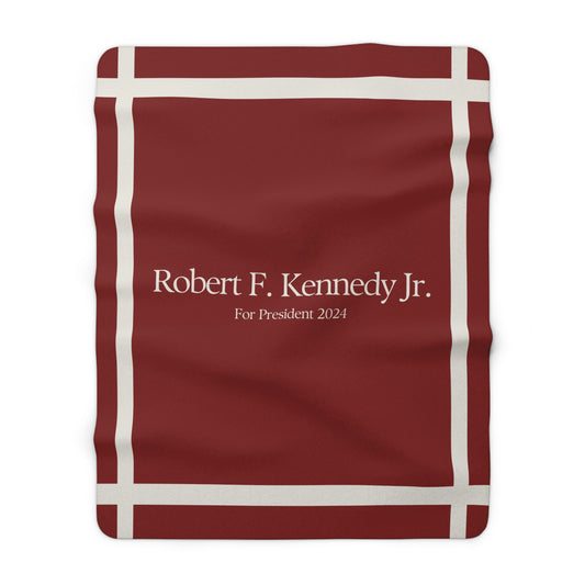 Kennedy for President Bordered Red Sherpa Fleece Blanket