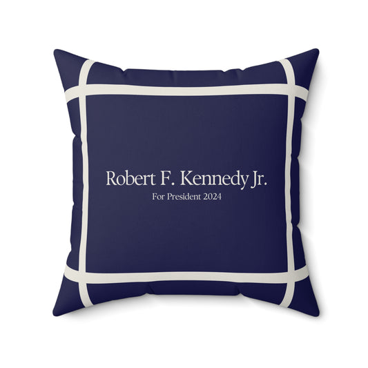 Kennedy for President Bordered Navy Square Pillow