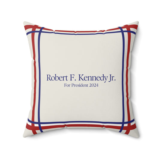 Kennedy for President Bordered Cream Square Pillow