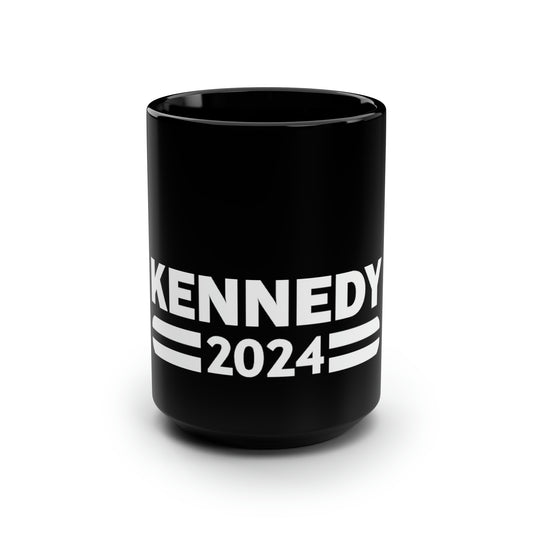 black mug with Classic Kennedy for President logo