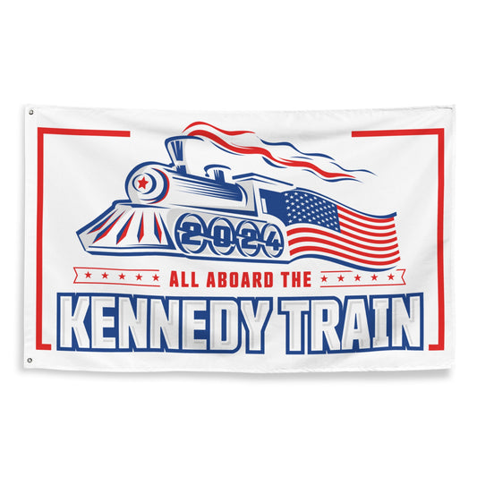 All Aboard The Kennedy Train Flag - White - TEAM KENNEDY. All rights reserved