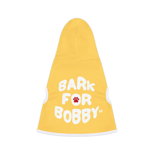 Bark for Bobby Pet Hoodie in Yellow - TEAM KENNEDY. All rights reserved