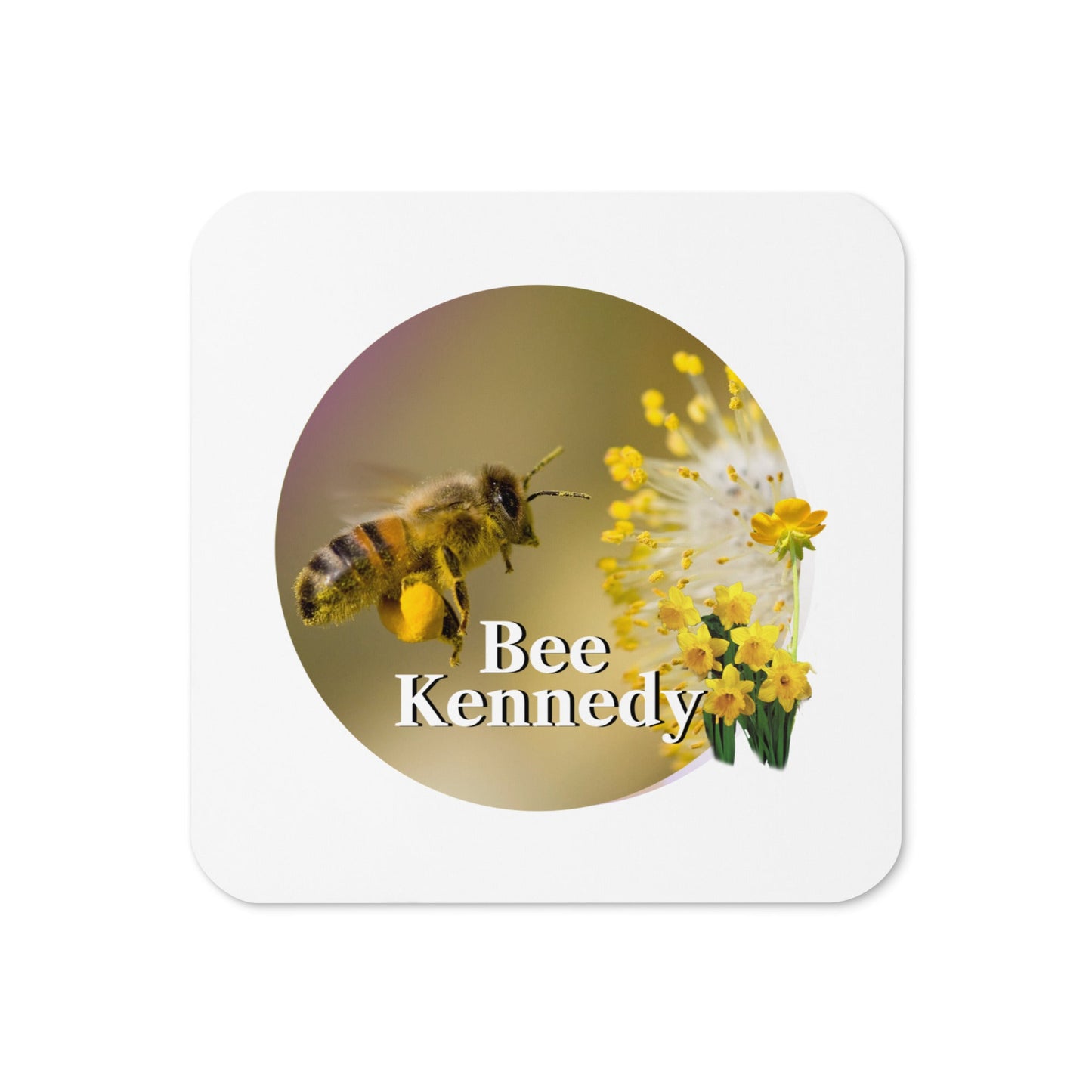 Bee Kennedy Cork - Back Drink Coaster - TEAM KENNEDY. All rights reserved