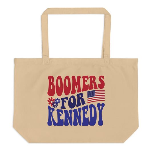 Boomers for Kennedy Large Organic Tote Bag - TEAM KENNEDY. All rights reserved