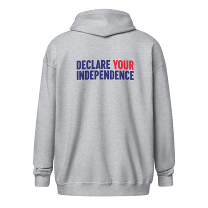 Declare your Independence Embroidered Unisex Zip Hoodie - TEAM KENNEDY. All rights reserved