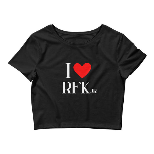 I Heart RFK Jr. Women’s Crop Tee - TEAM KENNEDY. All rights reserved