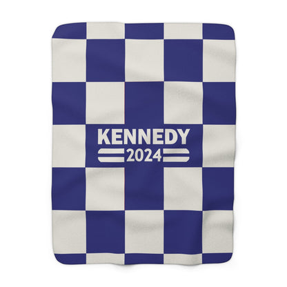 Kennedy Classic Navy Checkered Sherpa Fleece Blanket - TEAM KENNEDY. All rights reserved