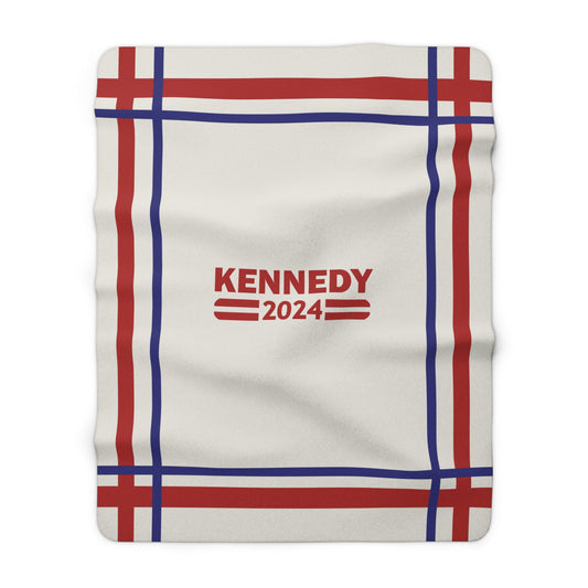 Kennedy Classic Red and Navy Bordered Sherpa Fleece Blanket - TEAM KENNEDY. All rights reserved