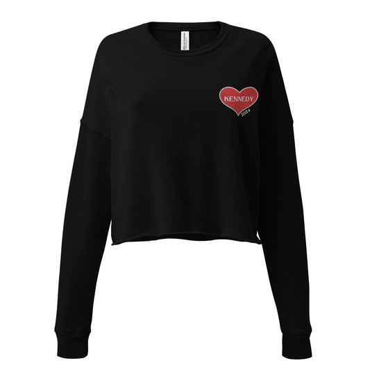 Kennedy Embroidered Heart Crop Crewneck Sweatshirt - TEAM KENNEDY. All rights reserved