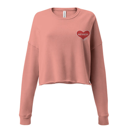 Kennedy Embroidered Heart Crop Crewneck Sweatshirt - TEAM KENNEDY. All rights reserved