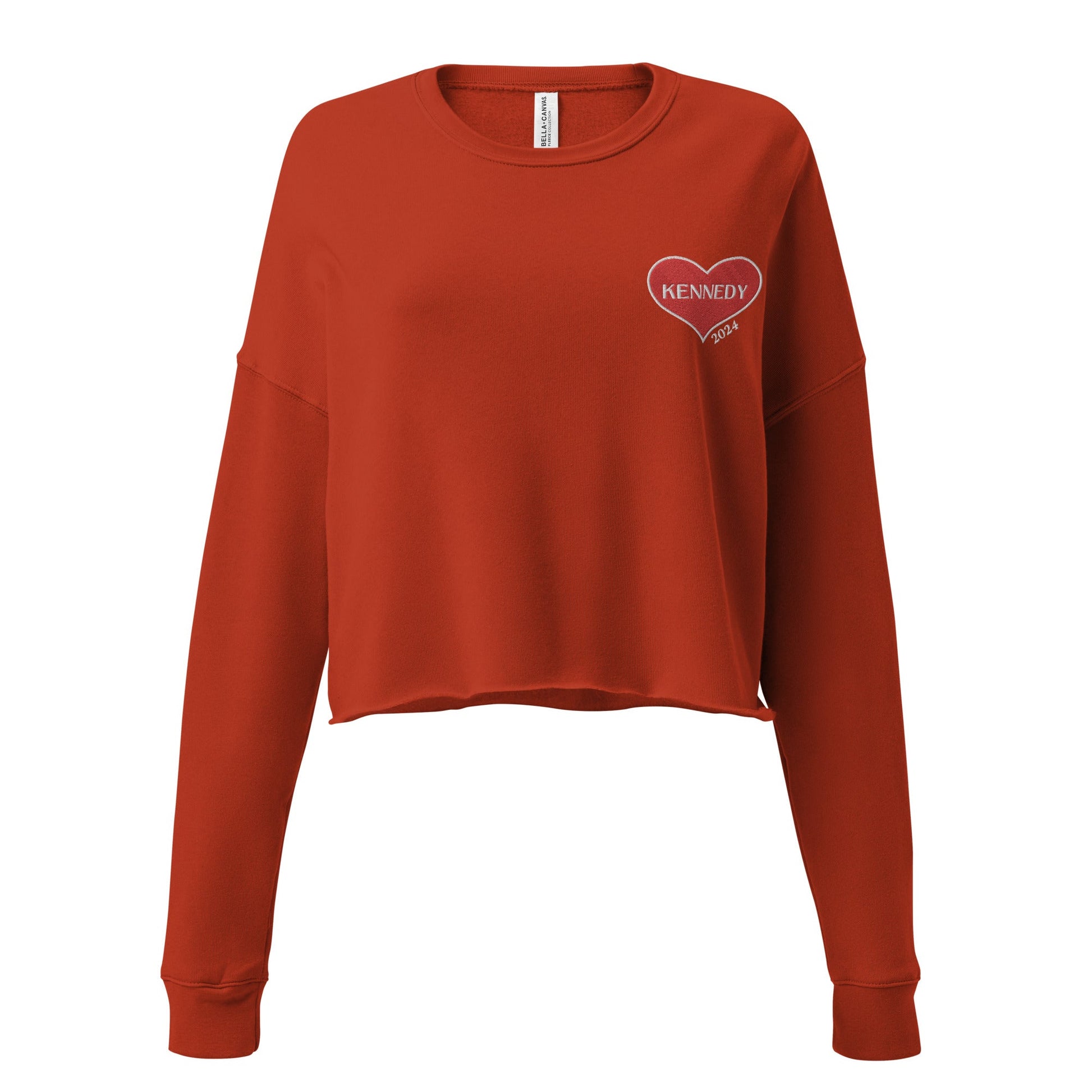 Kennedy Embroidered Heart Crop Crewneck Sweatshirt - TEAM KENNEDY. All rights reserved