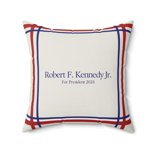 Kennedy for President Bordered Cream Square Pillow - TEAM KENNEDY. All rights reserved