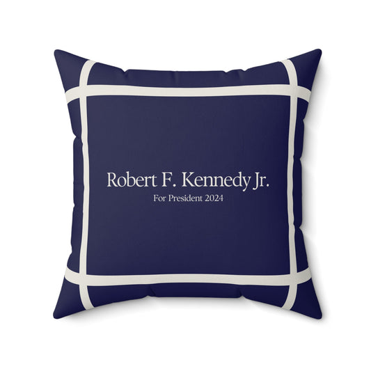 Kennedy for President Bordered Navy Square Pillow - TEAM KENNEDY. All rights reserved