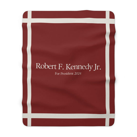Kennedy for President Bordered Red Sherpa Fleece Blanket - TEAM KENNEDY. All rights reserved