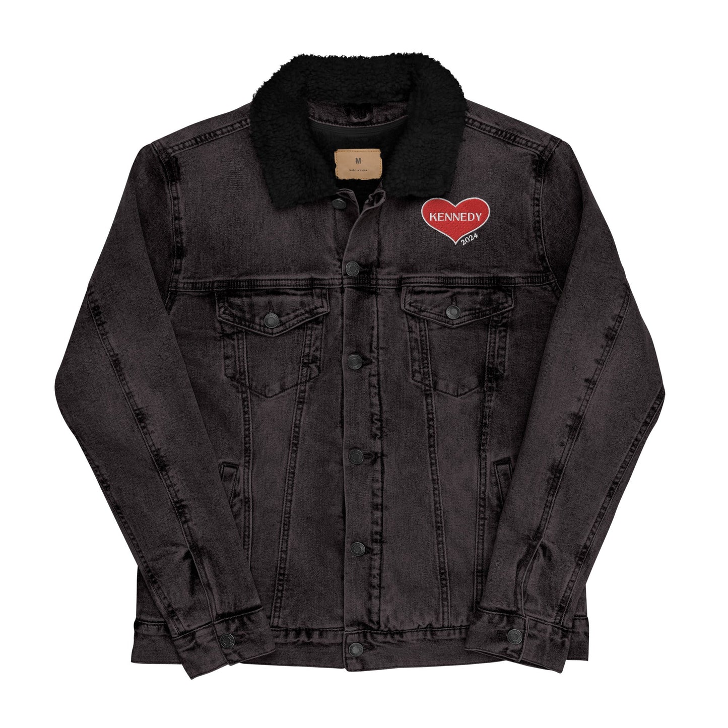 Kennedy Heart Unisex Denim Sherpa Jacket - TEAM KENNEDY. All rights reserved