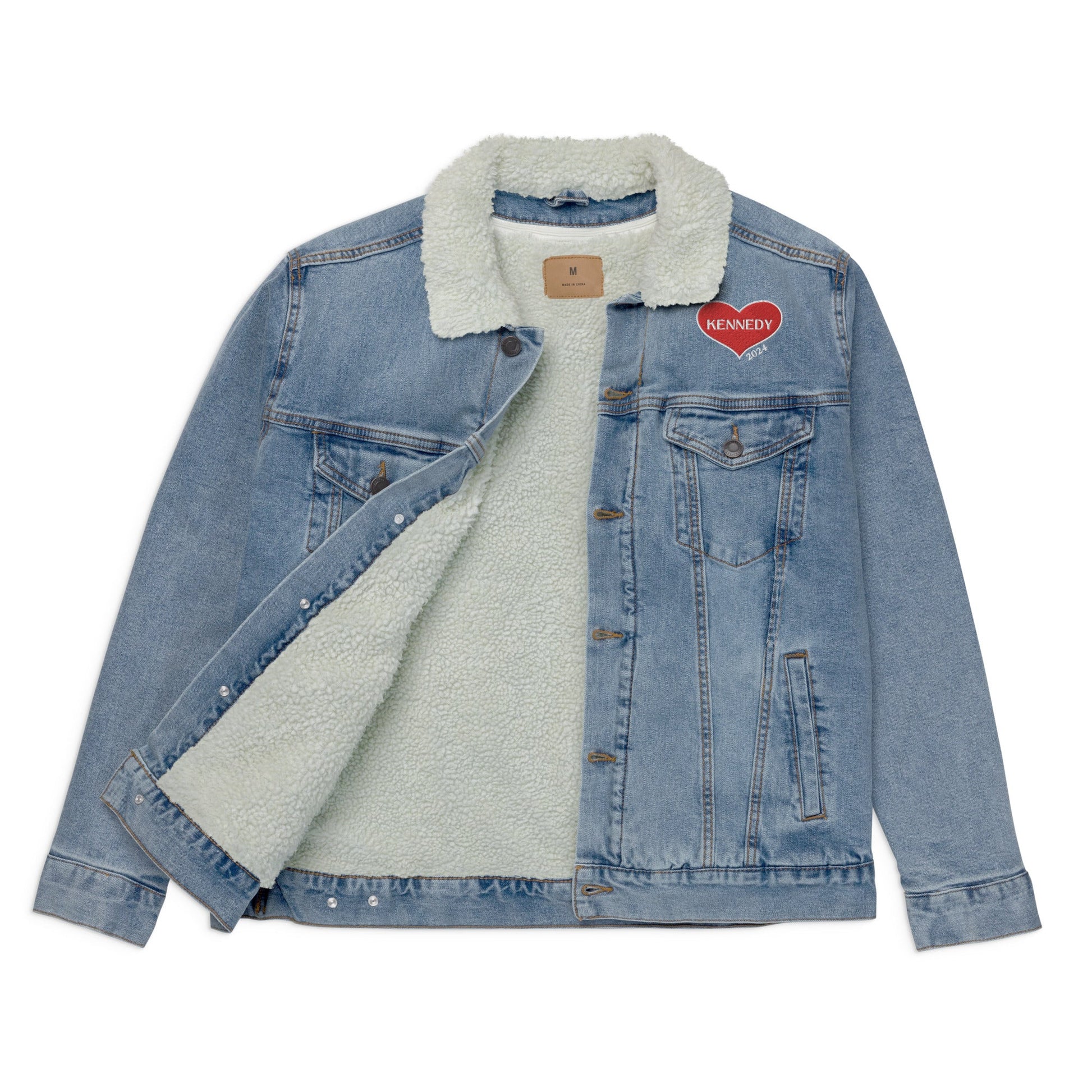 Kennedy Heart Unisex Denim Sherpa Jacket - TEAM KENNEDY. All rights reserved