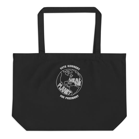 Heal the Planet Large Embroidered  Organic Tote Bag