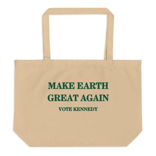 Make Earth Great Again Embroidered Large Organic Tote Bag