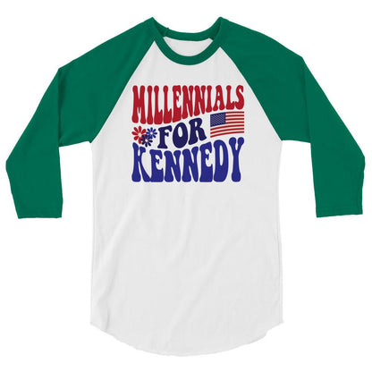 Millennials for Kennedy 3/4 Sleeve Raglan Shirt - Team Kennedy Official Merchandise