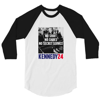 No Shirt, No Shoes, No Secret Service 3/4 Sleeve Raglan Shirt - TEAM KENNEDY. All rights reserved