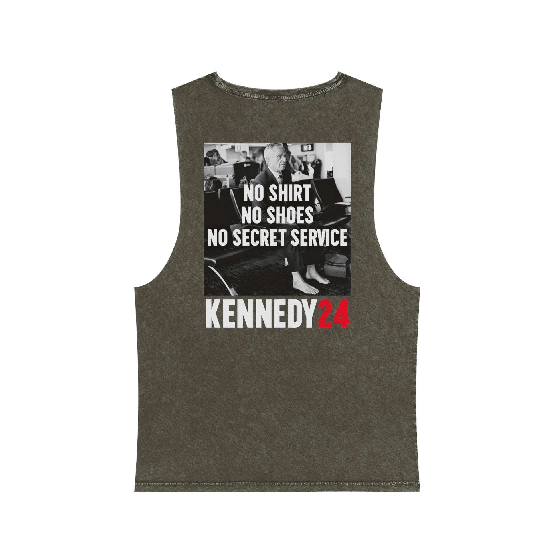 No Shirt, No Shoes, No Secret Service Unisex Stonewash Tank Top - Team Kennedy Official Merchandise
