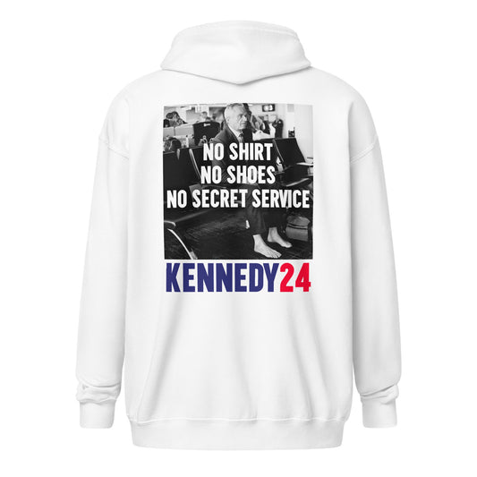 No Shirt, No Shoes, No Secret Service Unisex Zip Hoodie - TEAM KENNEDY. All rights reserved