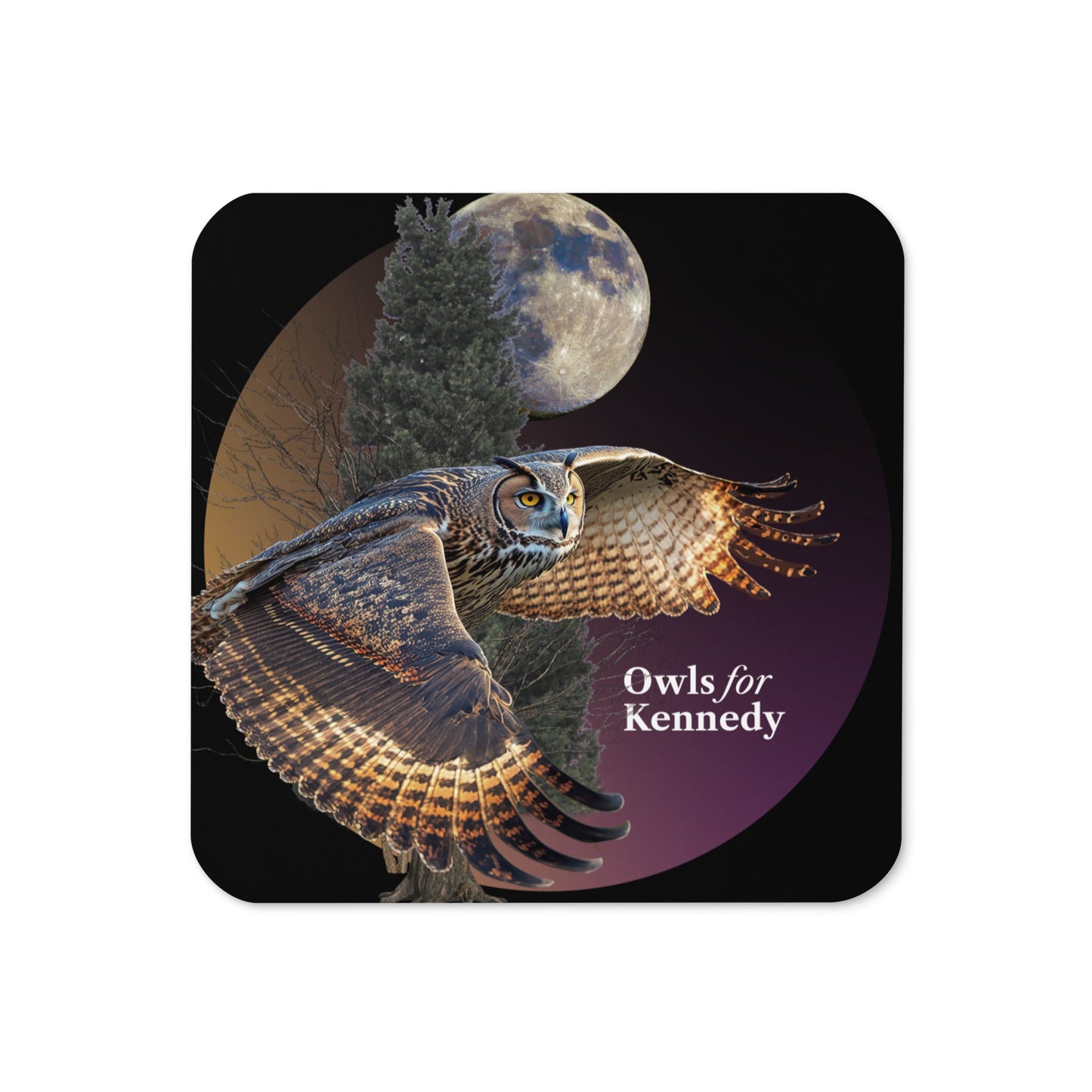Owls for Kennedy Cork - back coaster - TEAM KENNEDY. All rights reserved