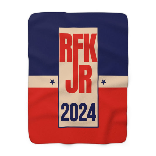 Retro RFK Jr 2024 Sherpa Fleece Blanket - TEAM KENNEDY. All rights reserved