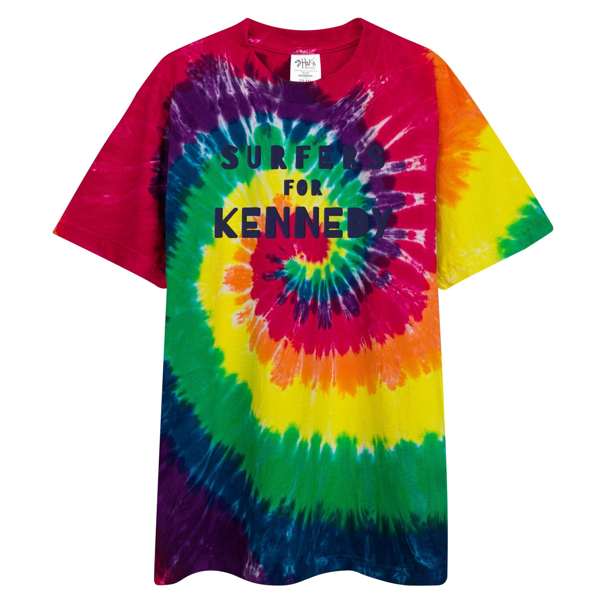 Surfers for Kennedy Embroidered Oversized Tie - Dye Tee - Team Kennedy Official Merchandise