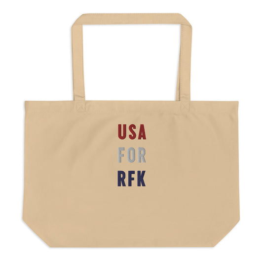 USA for RFK Embroidered Large Organic Tote - Team Kennedy Official Merchandise