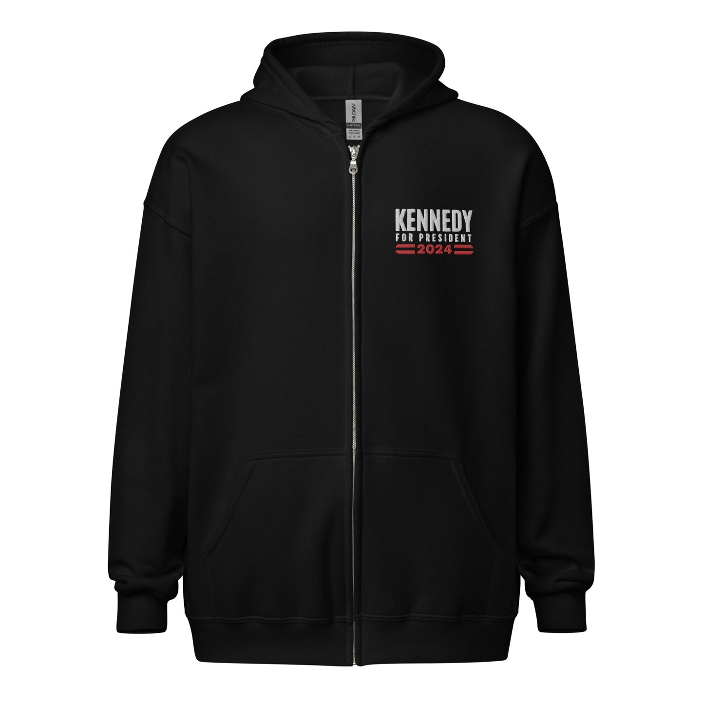Who is RFK Jr? Embroidered Unisex Zip Hoodie - TEAM KENNEDY. All rights reserved