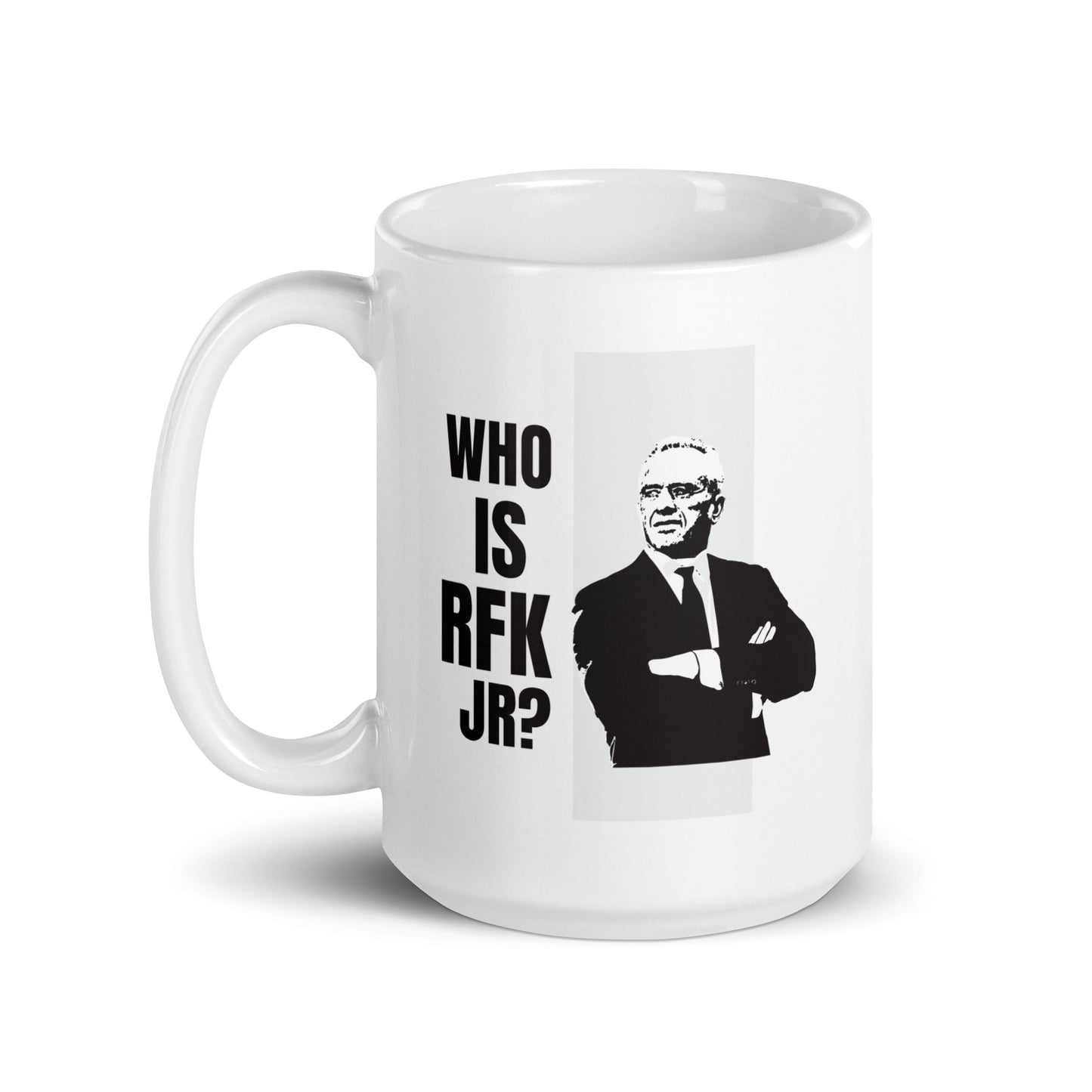 Who is RFK Jr.? White Mug - TEAM KENNEDY. All rights reserved