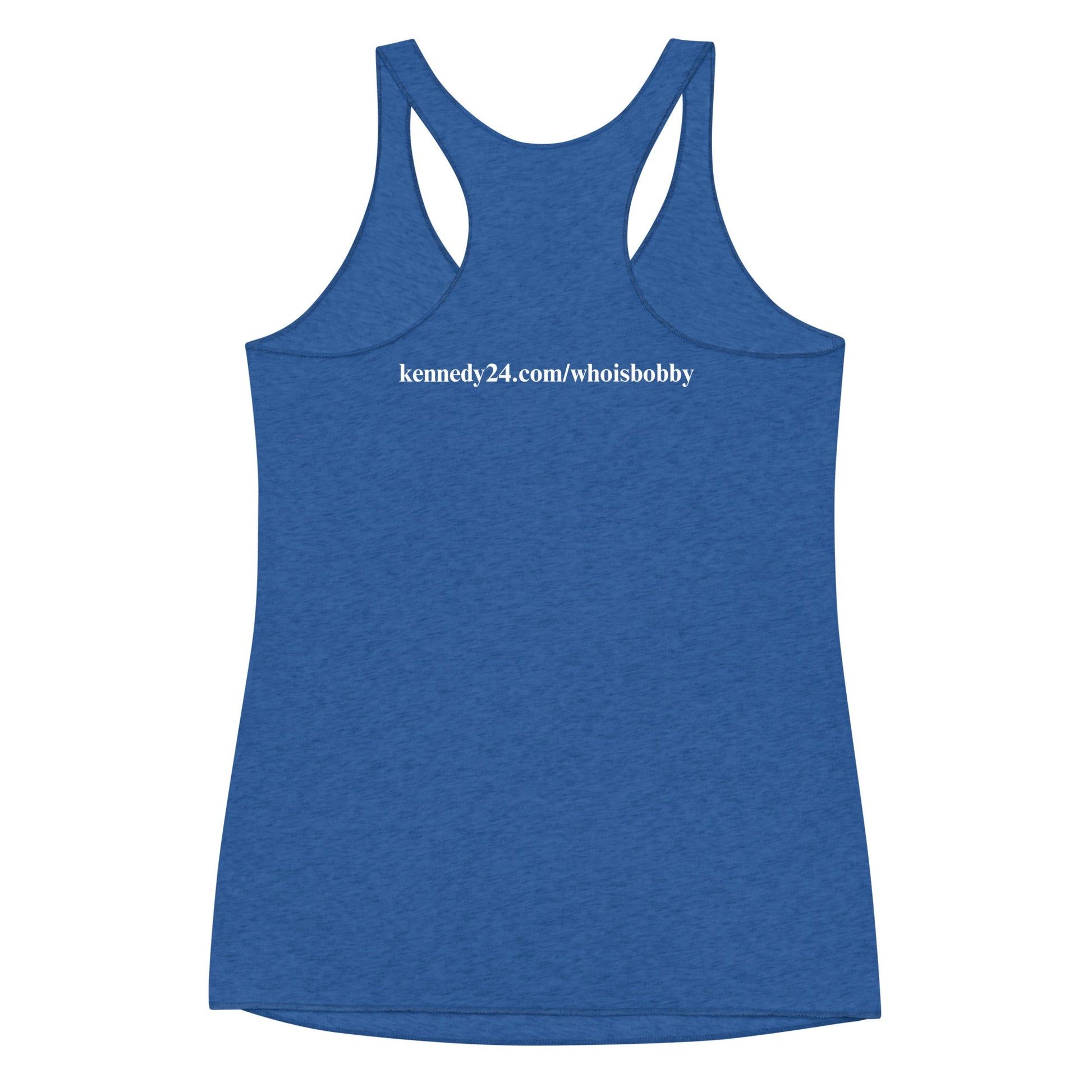 Who is RFK Jr? Women's Racerback Tank - TEAM KENNEDY. All rights reserved